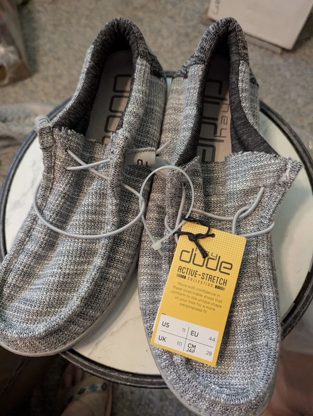 NWT Hey Dude Menswally Stretch  Platinum Mix Knit Blend Shoes Sz11